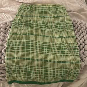 COS Green and Yellow Plaid Midi Skirt